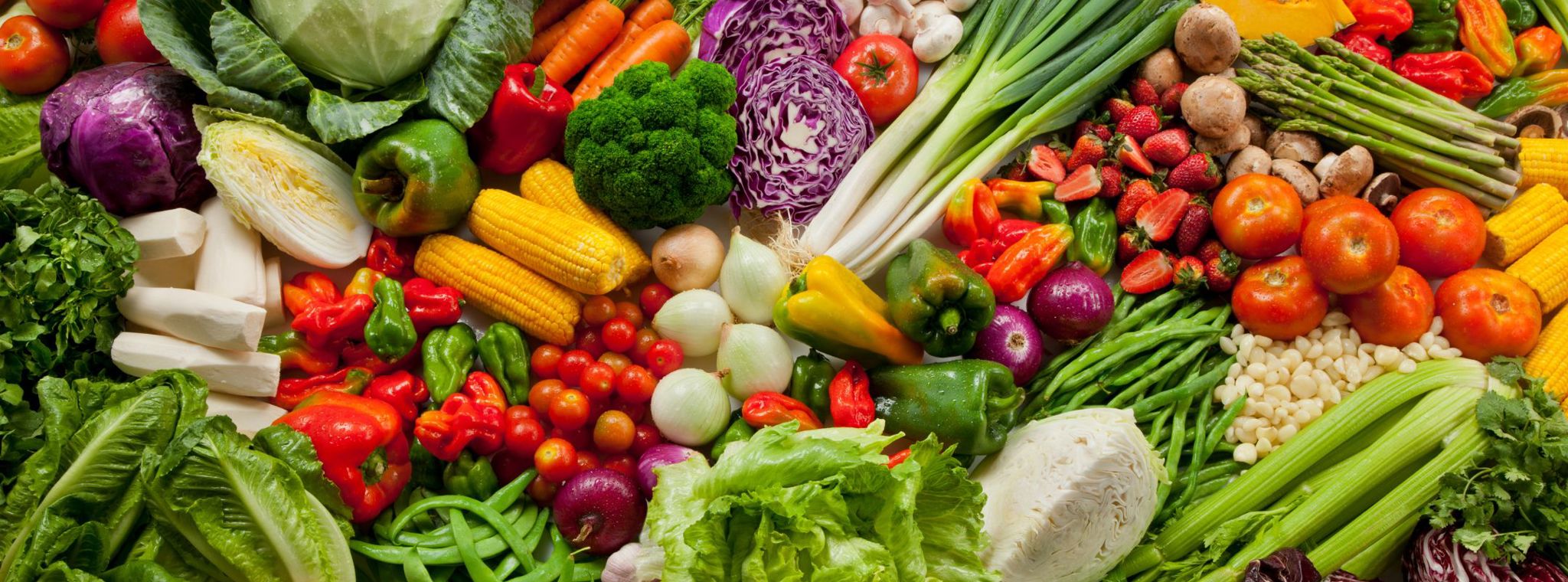 A photo of a selection of multi-coloured vegetables