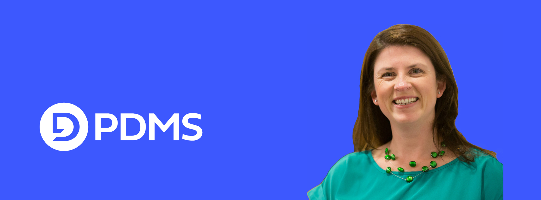 An image of Jayne Hartley with the PDMS logo