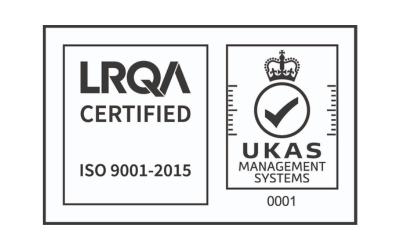 A copy of the LRQA ISO 9001-2015 accreditation logo