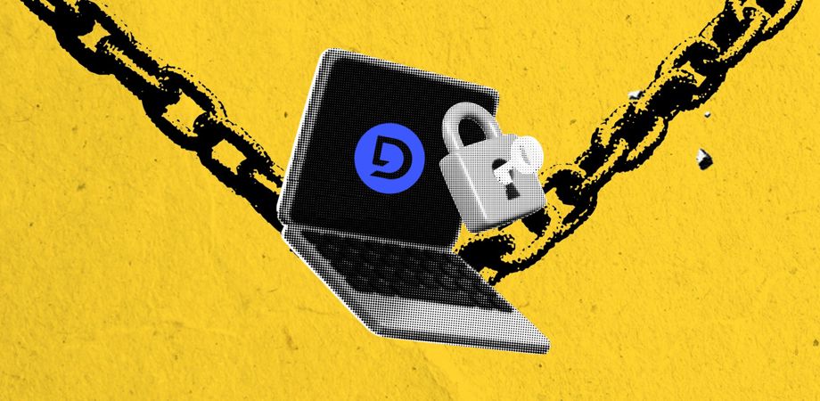 An illustration of a laptop with the PDMS logo unlocking some chains to release data