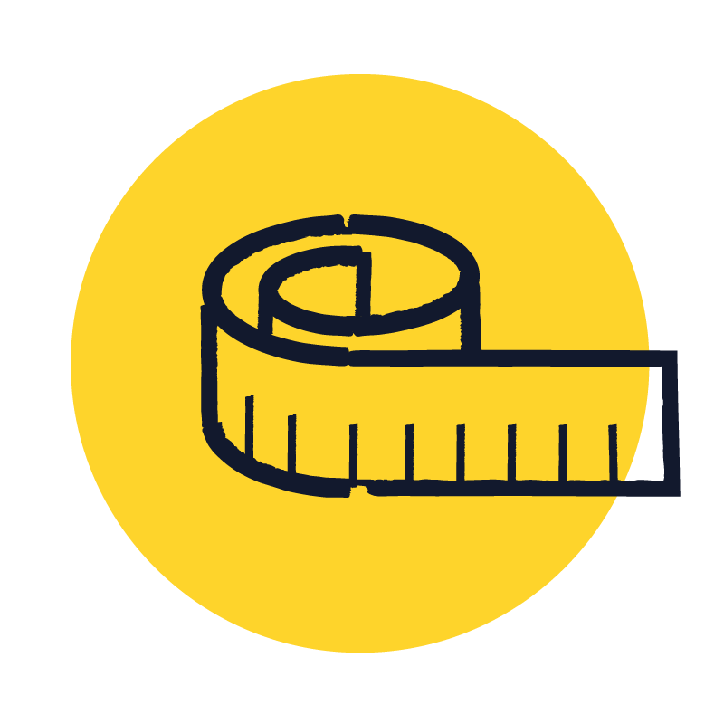 cartoon of rolled up measuring tape illustration 